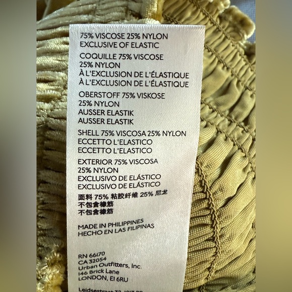 Anthropologie Puff-Sleeved Velvet Smocked Blouse in chartreuse color. - Picture 4 of 8